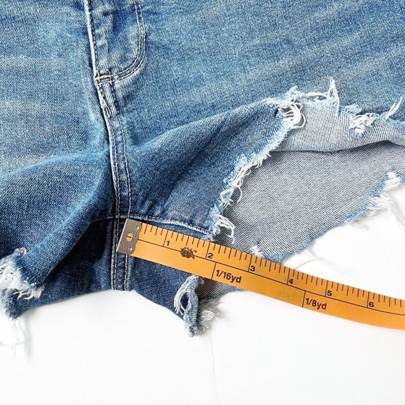 Paige Denim Cut Off Jean Shorts Size 28 Stretchy Raw Hem Frayed Distressed Beach - Picture 15 of 16